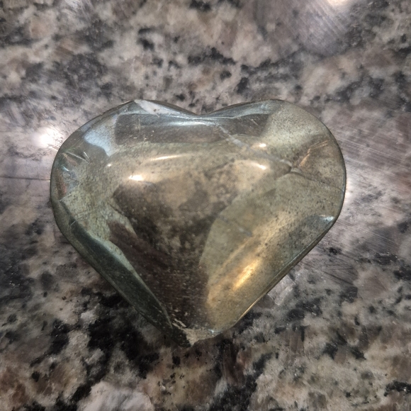 Natural Pyrite Polished Heart Palm Stone #6 New - Picture 4 of 6